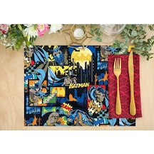 The Batman Kumaş Amerikan Servis 4'lü Set 35x50cm Warner Bros Lisanslı Ürün, Keten Kumaş Çok Renkli