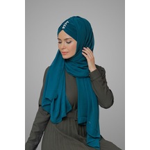Hürrem Bone P. Mavisi Arkadan Bağlamalı Şal Şifon Pileli Taşlı Elişi İşlemeli 1840 17