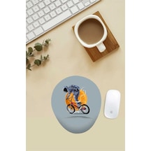 Bisikletli Astronot Desenli Bilek Destekli Mouse Pad Mousepad