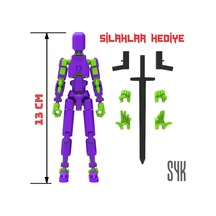 Robot 13 Dummy Mor Yeşil Tüm Eklemleri Hareketli Aksiyon Figürü Oyuncak