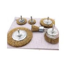 6 Parça Pimli Matkap Tel Fırça Seti 38mm+50mm+75mm+100mm Dairesel +25mm Kalem+75mm Çanak