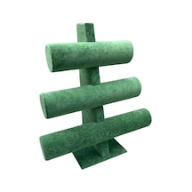 Yerli Üretim Süet Kumaş Yeşil Renk Üçlü 30/26cm Kademeli Bileklik-saat Sergileme Standı Çok Renkli