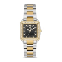 Ferro Quartz Çelik Altın/gri Siyah Kadran 28 Mm Kadın Kol Saati