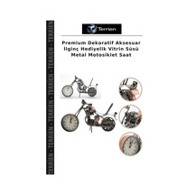 Premium Dekoratif Aksesuar İlginç Hediyelik Vitrin Süsü Metal Motosiklet Saat Çok Renkli