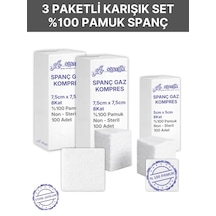 Spanç Gazlı Bez Kombo 2 Paket 8 Katlı 300 Adet - Yüksek Emici, Yapışmayan, Nefes Alabilir %100 Pamuk Yara Pansuman Pedi