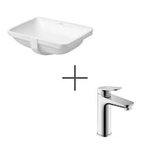 Duravit Starck 3 49 Cm Tezgahaltı Lavabo Ve Wave Lavabo Bataryası