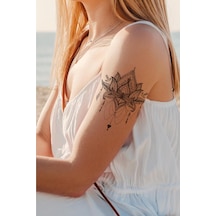 Bearpear Lotus Mandala Geçici Dövme, Kadın Geçici Dövme, Mandala Tattoo, Günlük, Plaj, Kumsal Dövmesi