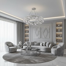 Mühür Kristal Taşlı Ledli Krom Avize