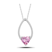 Stillove Gümüş Pembe Taşlı Kalp Kadın Kolye