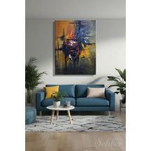 Dikeytekli Kanvas Tablo Modern Ev Kafe Ofis Yağlı Boya Efekt Sarı Kırmızı Tonlarda Soyut 1988