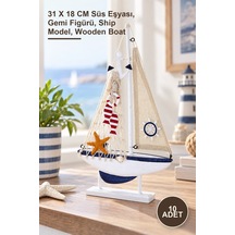 10 Adet Marin Ahşap Gemi Modeli 31 X 18 Cm Süs Eşyası, Gemi Figürü, Ship Model, Wooden Boat