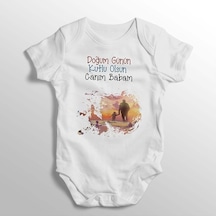 İmaj Tuğbababy Doğum Günün Kutlu Olsun Canım Babam Yazılı Baskılı Bebek Zıbını Beyaz