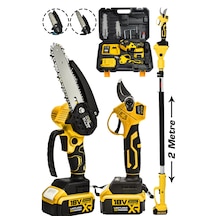 Assur ASR1087 18V Teleskopik Kollu Bağ Makası + Testeresi Sarı