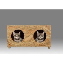 Doğal Kedi Kumu + Sudan Etkilenmez Dış Mekan Barınak Kedi Evi 60 x 39 x 32 CM