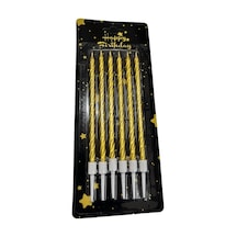 Spiral Gold İnce Mum 14 Cm 6 Lı