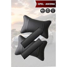 Opel Ascona Uyumlu Set Lüks Siyah Deri Yastık Deri Kemer Koruyucu