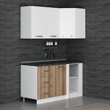 Minar 150cm Köşe Mutfak Dolabı - Beyaz/dore K150-d3