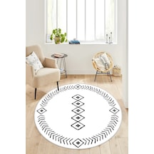 West Home Dijital Baskı Yıkanabilir Kaymaz Taban Salon Halısı Mutfak Halısı Yolluk Ve Banyo Paspası Wh 375 White Yuvarlak