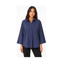 Neden Tekstil Kadın Lacivert Oversize Pamuklu Gömlek