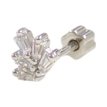 Baget Yaprak Gümüş Tragus Pıercıng - Rodyum Beyaz Beyaz