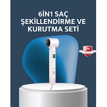 6-in-1 Saç Şekillendirme Seti Yüksek Hızlı Motor Negatif İyon Lcd Ekran Pembe 6-in-1 Saç Şekillendirme Seti Yüksek Hızlı Motor Negatif İyon Lcd Ekran Pembe