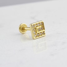 Glorria Altın Geometrik Tragus Piercing Çok Renkli