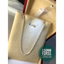 Erkek Kadın Gümüş Kolye - 1.5mm Forse Model 925 Ayar Unisex Işıklı Kutuda Sevgiliye Eşe Kolye Zincir