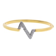 Kadın Gold Renk Taşlı Zikzak Model Çelik Bilezik Gold