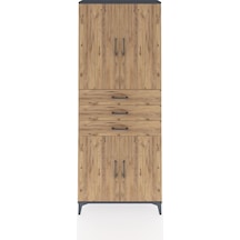 Arges Dolap 4 Raflı 3 Çekmeceli 4 Kapaklı 88x30x221 Antrasit-çam Antrasit
