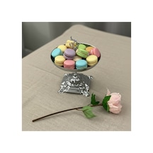 Gümüş Kaplamalı Dekoratif Çay Saati Uzun Lüx Sunumluk Servis Tabağı Gümüş - 815082180
