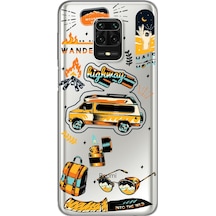 Redmi Note 9 Pro Vintage Sticker Tasarımlı Süper Şeffaf Telefon Kılıfı Çok Renkli