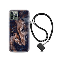 Apple Uyumlu iPhone 11 Pro Max Kılıf Boyun Askılı Flowers Giraffe 1338