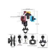Wondernest Motoslg Yengeç Motosiklet Telefon Kelepçe Braketi L-tipi Ayna Montaj Siyah Siyah