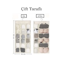 Çift Taraflı Askılı Çok Amaçlı Organizer 18 Ve 12 Göz Kumaş Krem Tr Diğer