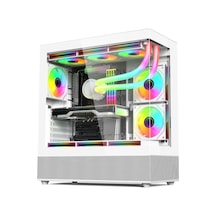 Gametech Phantom 6 x 120 MM RGB Fanlı Oyuncu Bilgisayar Kasası Beyaz