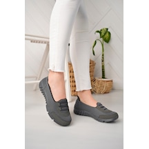 Füme Anne Ortopedik Taban Bağcıksız Slip-on Günlük Rahat Giyim Anatomik Yürüyüş Ayakkabı Füme