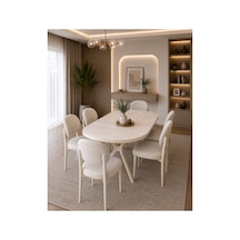 Verno 6 Kişilik Yemek Masası, Mutfak Masası Takımı Cappuccino