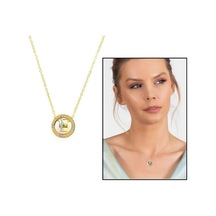 Üçlü Halka Tasarım Gold Renk Çelik Kadın Kolye (508689287) Çok Renkli