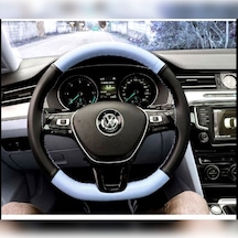Dikişli Direksiyon Kılıfı Siyah/gri Deri Siyah Dikişli Volkswagen Jetta İçin Siyah
