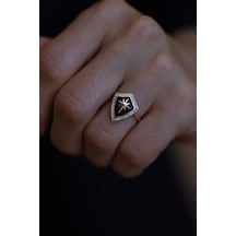 Yenigün Kuyumculuk 14 Ayar Altın Siyah Şovalye Yüzük Yzk26142