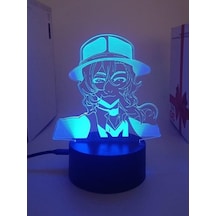 Goldenqian Bungo Sokak Köpekleri Anime 3d Erkek Için Gece Lambası 16 Renk Kız Odası Dekor Illusion Led Lamba Usb Manga Osamu Şekil Uygun Çocuklar Hayranlar Noel Hediyeleri 3sp8m2 Siyah