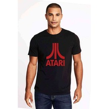 Atari Logo Baskılı Siyah Erkek Tshirt