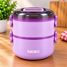 Nokı Lunch Box T-0134 500+700 Ml Paslanmaz Çelik Yemek Kabı Kaşıklı, Özel Saplı, Sızdırmaz, 2 Katlı Pembe Çok Renkli