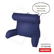 Xpermate TV Yastığı Kollu Okuma Yastığı Sırt Destek Yastığı Yatakta Oturma Kitap Okuma Yastığı Lacivert