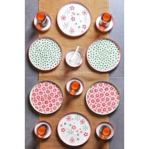 18 Parça Stackable Christmass Kahvaltı Çay Takımı Seti - Çay Bardaklı Yılbaşı Kahvaltılık Çay Seti Çok renkli