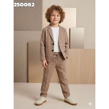 Baby Kids Colors Erkek Çocuk Keten Görünümlü Ceketli Spor Takım Elbise/ Gösteri /özel Gün/mezuniyet Spor Takım Elbise Açık Kahverengi