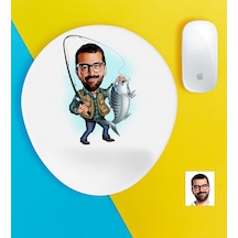 Kişiye Özel Bay Balıkçı Karikatürlü Bilek Destekli Mouse Pad