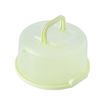 Plastik Pasta Kutusu, Kilitlenebilir Kapaklı Yuvarlak Pasta Saklama Kutusu Yeşil