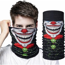 Fredomm Joker Yüz Baskılı Baf Bandana - Çok Amaçlı Boyunluk Bandana 2 No Beyaz