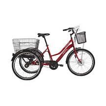 Bisan E-porter Üç Tekerli Elektrikli Bisiklet 44cm V 24 Jant Nex.3 Vites Bayrak Kırmızı Beyaz Çok Renkli